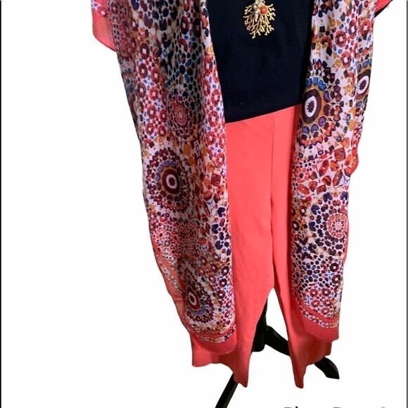 crop pant straight leg dk peach size large pull on easy care - Picture 1 of 6